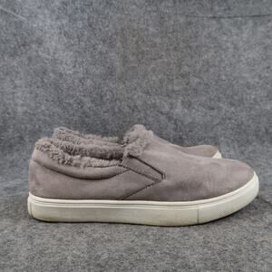 Brash Shoes Womens 6.5 Casual Slip On Sneakers Comfort Flat Faux Fur Grey